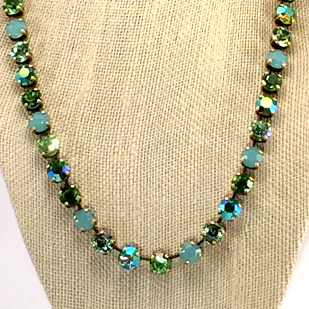 Dazzling Blue Green Rhinestone Statement Necklace